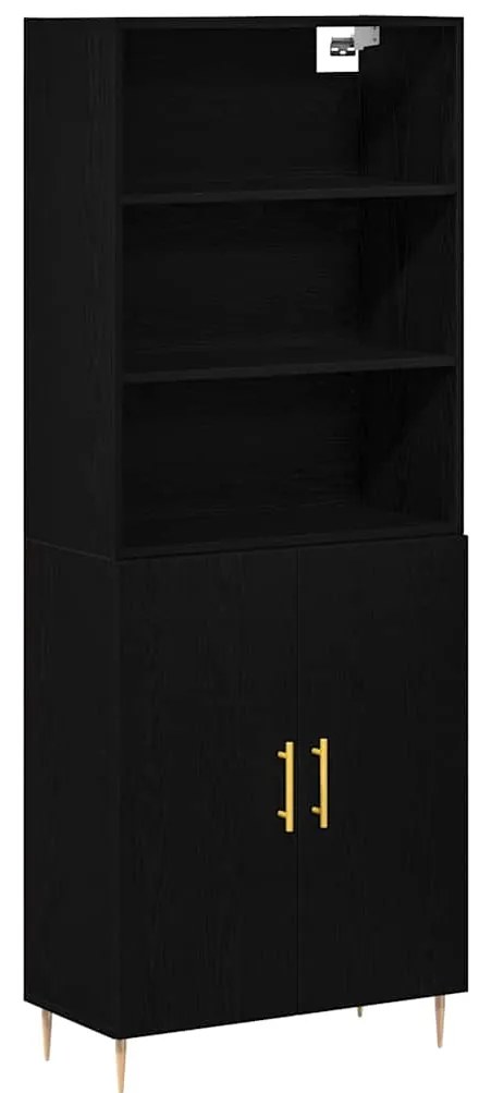 vidaXL Highboard 2 pcs Μαύρη δρυς 70 x 34 x 180 εκ. Επεξεργασμένο ξύλο