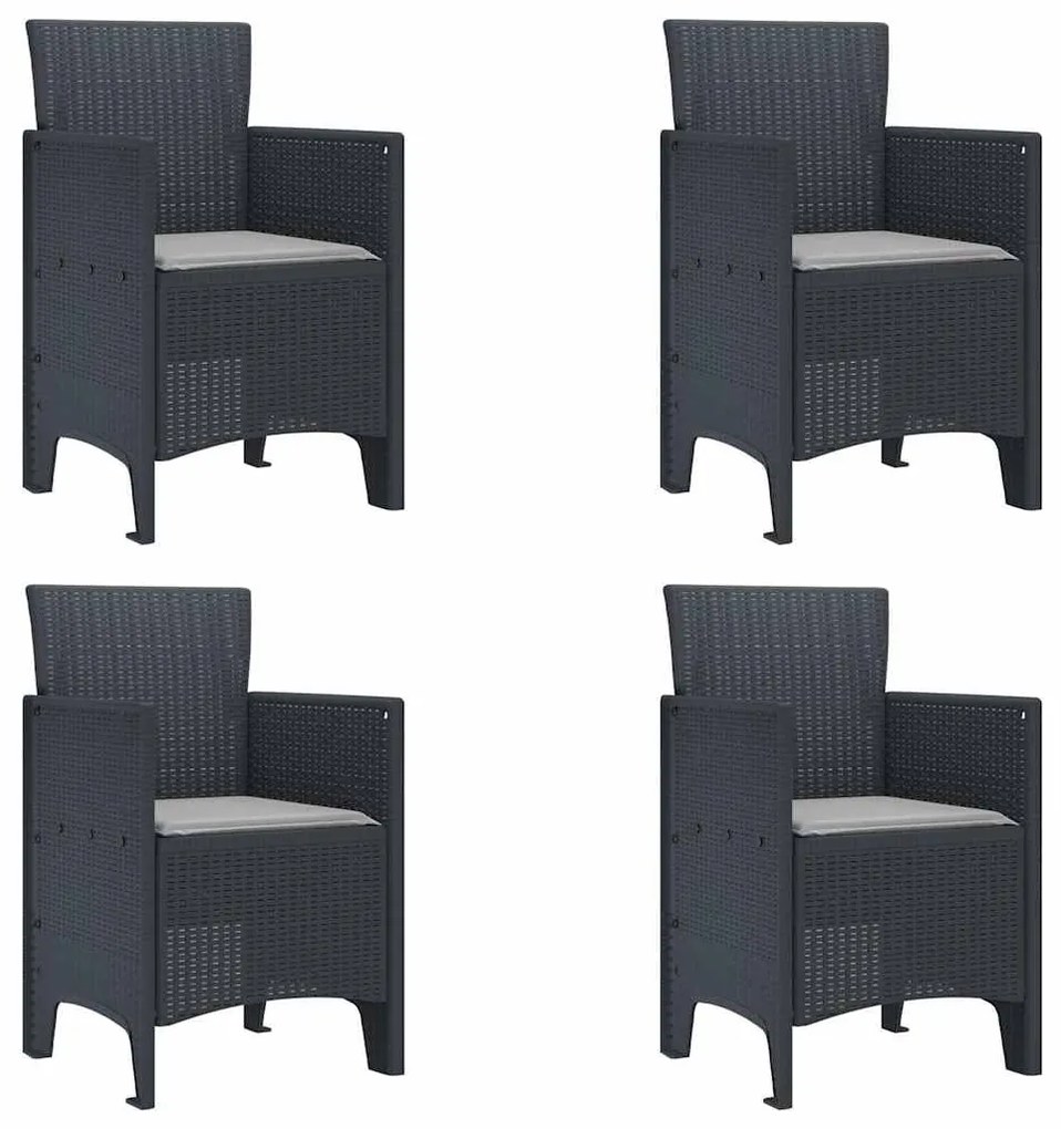 vidaXL Καρέκλα Κήπου 4 pcs Ανθρακί 53 x 49 x 85 εκ. PP
