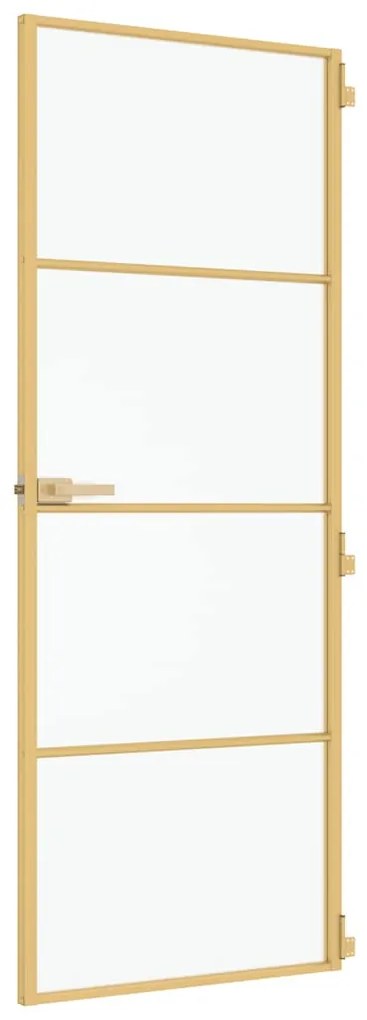 vidaXL Εσωτερική Πόρτα Χρυσή 76 x 201,5 εκ. Ψημένο Γυαλί & Αλουμίνιο