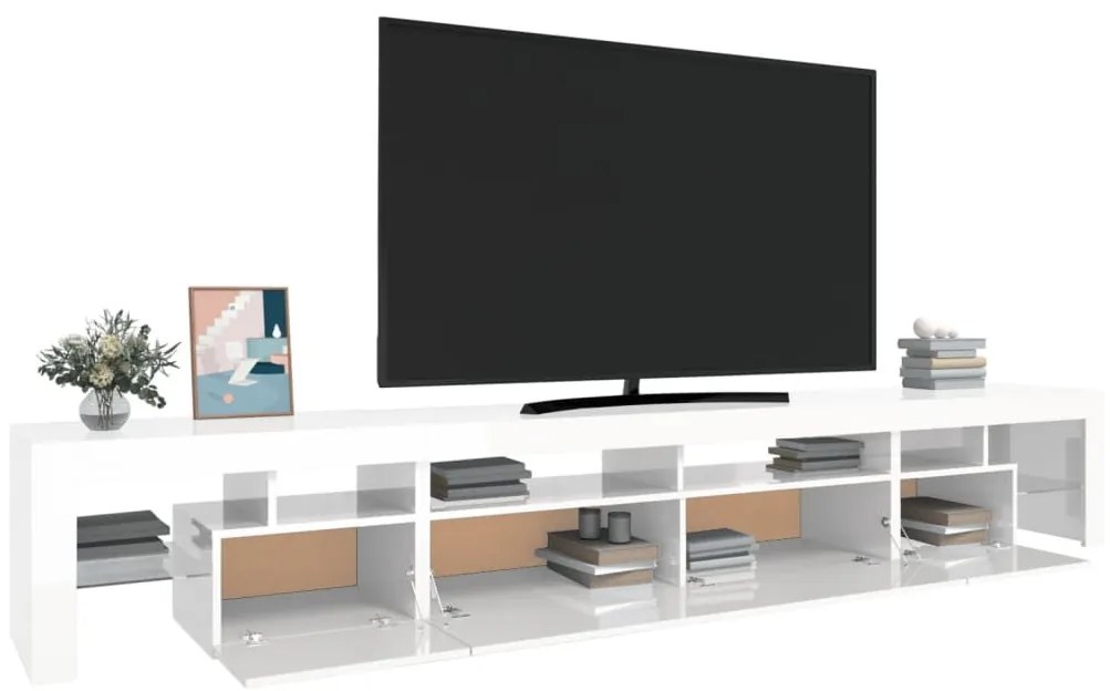 Έπιπλο Τηλεόρασης με LED Γυαλιστερό Λευκό 260x36,5x40 εκ. - Λευκό