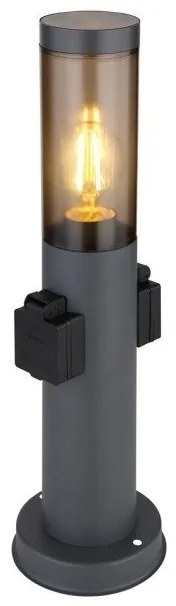 Επιδαπέδιο Φωτιστικό Κολώνα 1xΕ27 45cm IP54 Δύο Πρίζες Boston Ι Globo Lighting-3158SAK-Ανθρακί 3158SAK