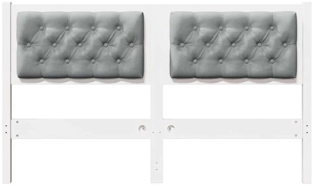 vidaXL Κεφαλάρι Άλλο Λευκό και ανοιχτό γκρι 150 cm Μασίφ ξύλο πεύκου