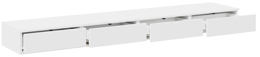vidaXL Συρτάρια Κρεβατιού Λευκό 200x36,5x16,5 εκ. Μηχανικά Ξύλο