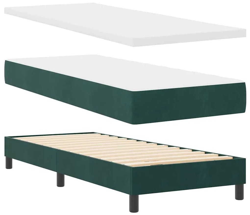 vidaXL Κρεβάτι με ελατήρια Σκούρο πράσινο 80 x 200 cm Βελούδο
