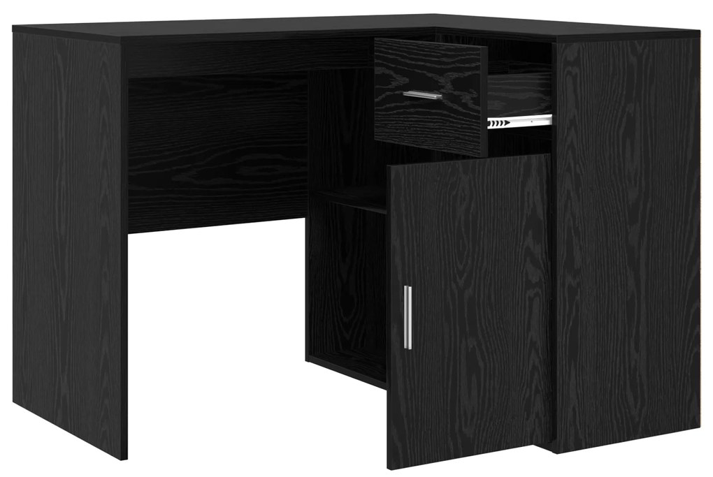 vidaXL Γραφείο Γωνίας Μαύρης Βελανιδιάς 102x88x75 cm Επεξεργασμένη Ξυλεία