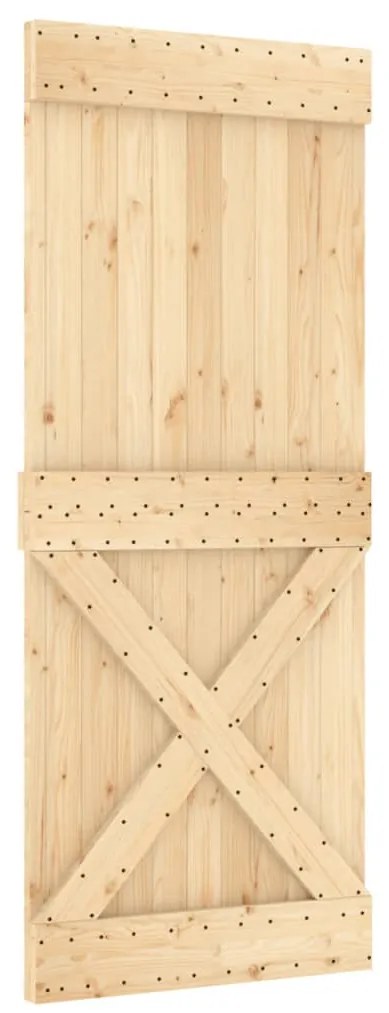 vidaXL Συρόμενη Μεσόπορτα με Μηχανισμό 85 x 210 εκ. Μασίφ Ξύλο Πεύκου