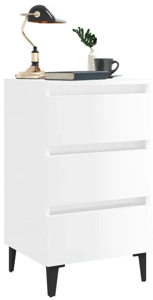 vidaXL Κομοδίνα 2 τεμ. Γυαλ. Λευκό 40 x 35 x 69 εκ. με Μεταλλικά Πόδια