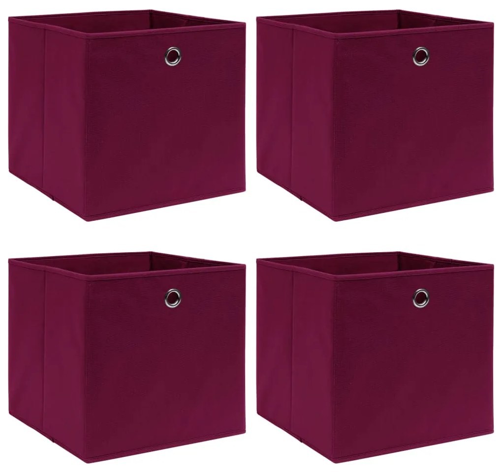 vidaXL Κουτιά Αποθήκευσης 4 τεμ. Κόκκινα 32 x 32 x 32 εκ. Υφασμάτινα