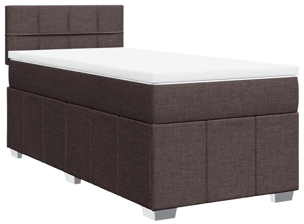 vidaXL Κρεβάτι Boxspring με Στρώμα Σκούρο Καφέ 80x200 εκ. Υφασμάτινο