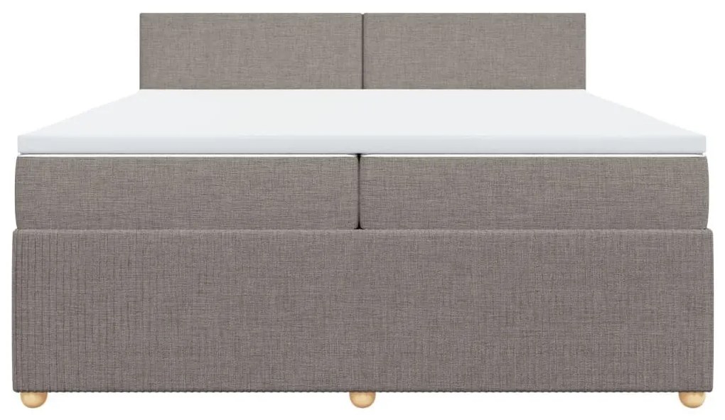 Κρεβάτι Boxspring με Στρώμα Taupe 200x200 εκ. Υφασμάτινο - Μπεζ-Γκρι