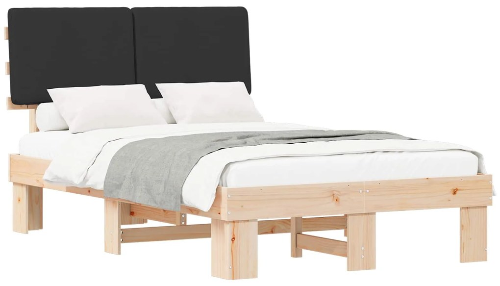 vidaXL Σκελετός Κρεβατιού με Επενδεδυμένο Κεφαλάρι Μαύρο 120 x 200 cm