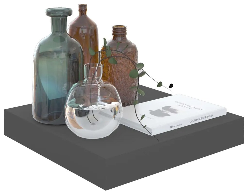 vidaXL Ράφια Τοίχου Γυαλιστερά Μαύρα 2 Τεμάχια 23x23,5x3,8 εκ. MDF