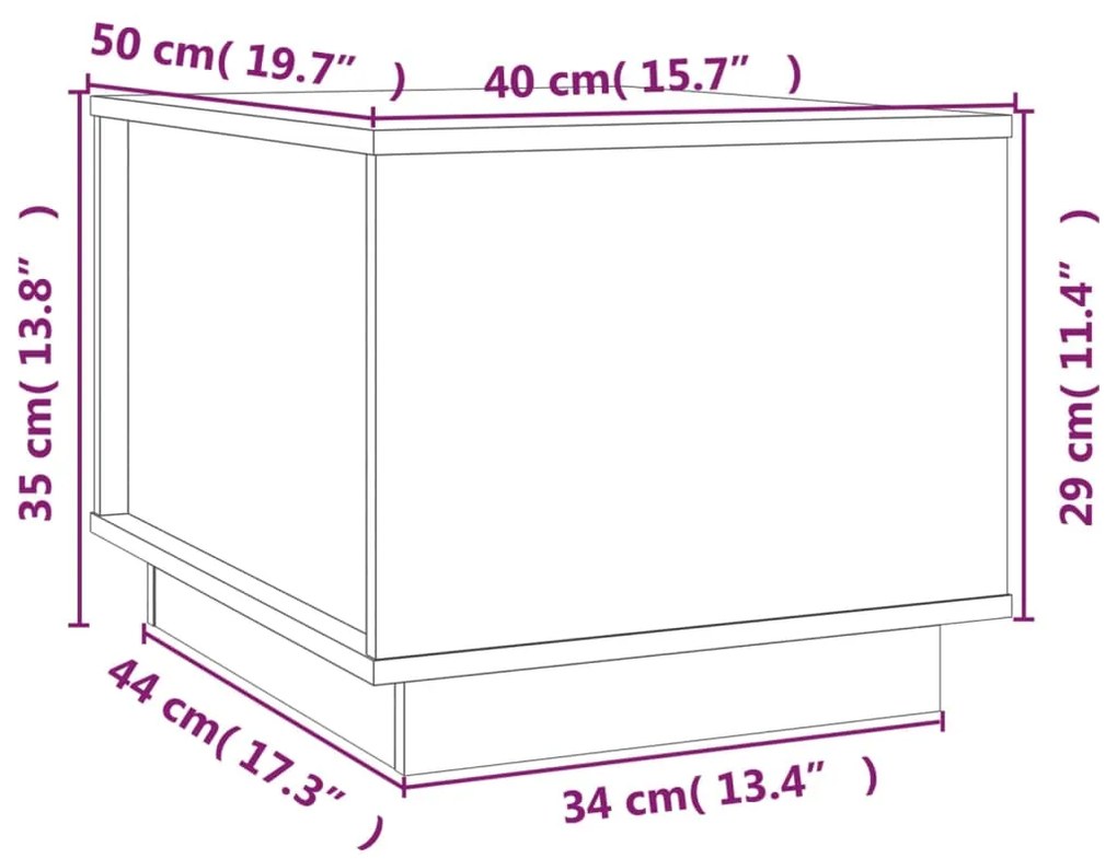 Τραπεζάκι Σαλονιού Καφέ Μελί 40x50x35 εκ. Μασίφ Ξύλο Πεύκου - Καφέ