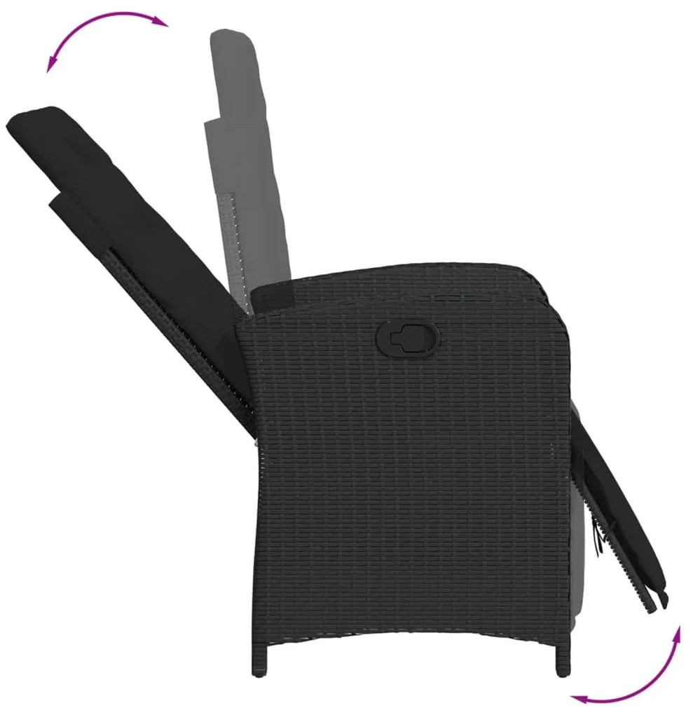 vidaXL Σετ Τραπεζαρίας Κήπου 7 Τεμ. Μαύρο Συνθετικό Ρατάν με Μαξιλάρια