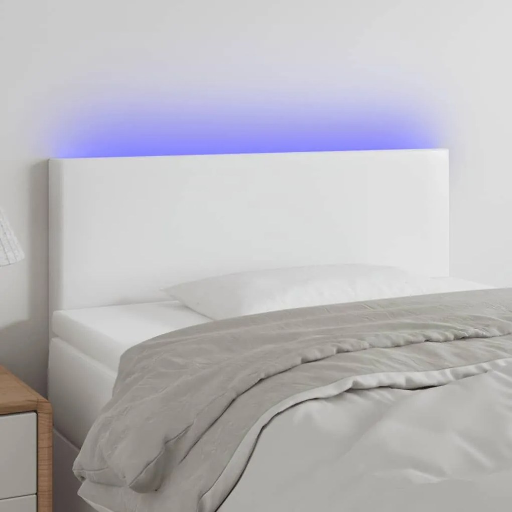 Κεφαλάρι Κρεβατιού LED Λευκό 80x5x78/88 εκ. από Συνθετικό Δέρμα 3121405