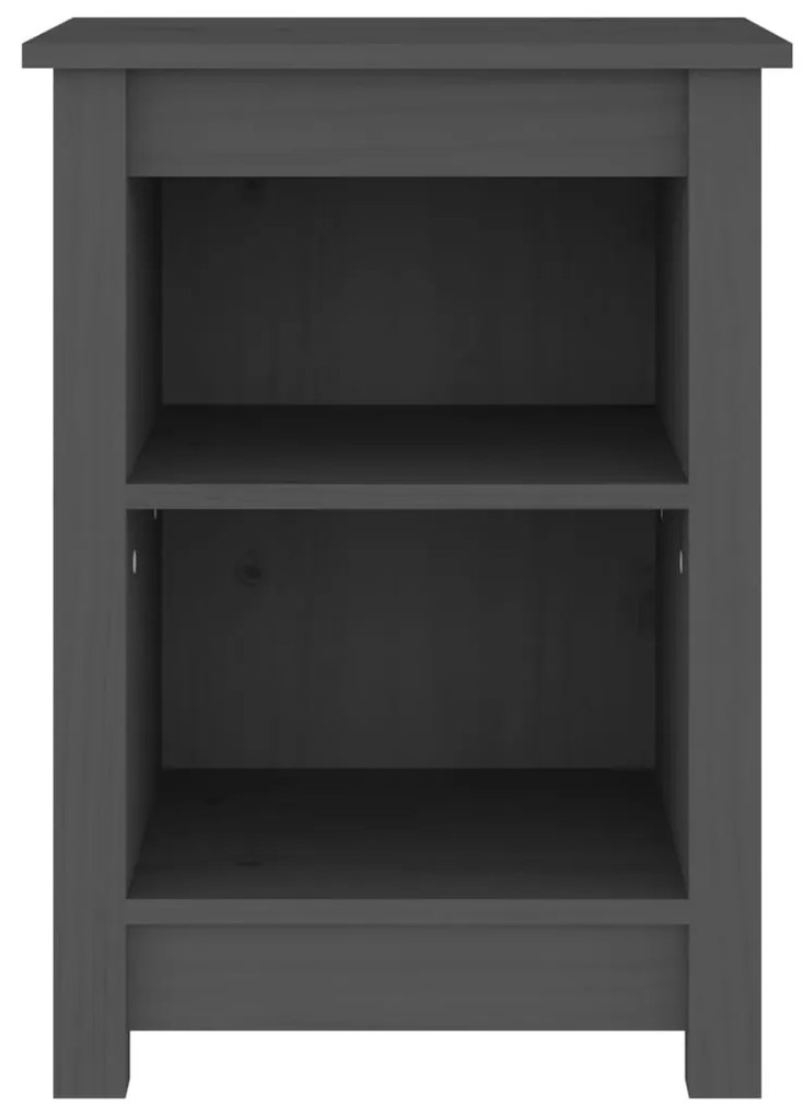 vidaXL Κομοδίνα 2 τεμ. Γκρι 40x35x55 εκ. από Μασίφ Ξύλο Πεύκου
