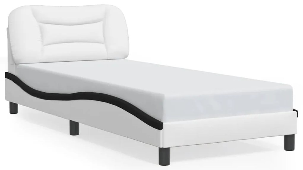 vidaXL Πλαίσιο κρεβατιού χωρίς Στρώμα Hvar Λευκό/Μαύρο 80x200εκ Συνθ. Δέρμα