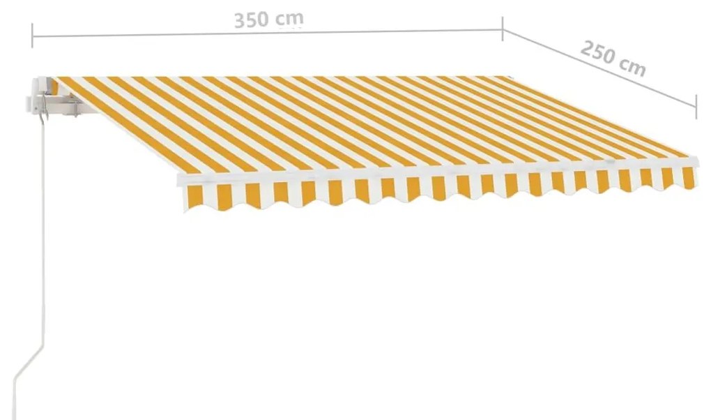 Τέντα Συρόμενη Χειροκίνητη με LED Κίτρινο / Λευκό 350 x 250 εκ. - Κίτρινο