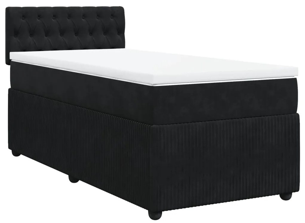 vidaXL Κρεβάτι Boxspring με Στρώμα Μαύρο 90x190 εκ. Βελούδινο