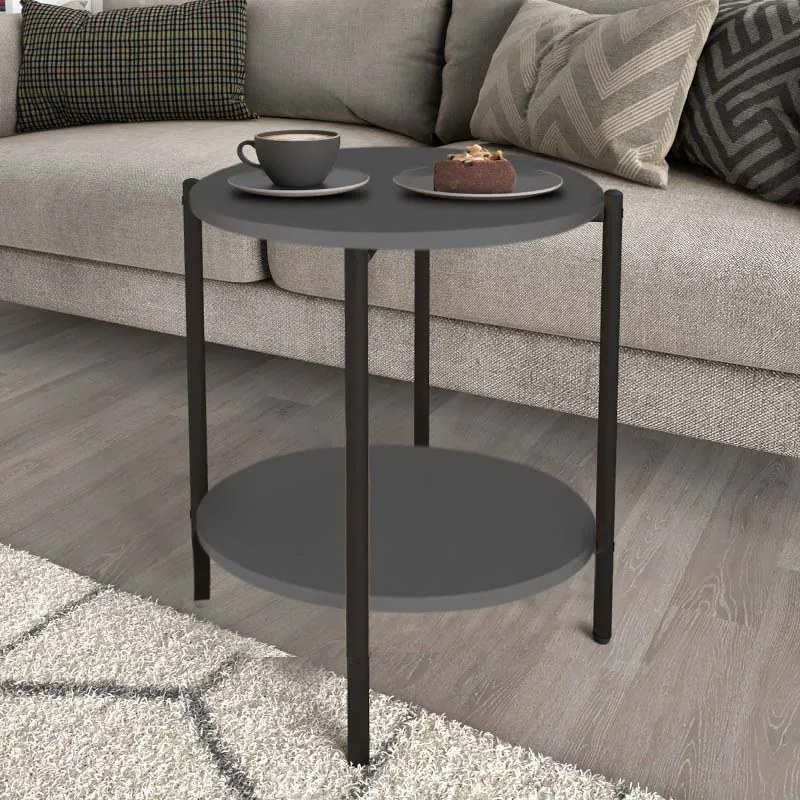 Τραπεζάκι βοηθητικό Argento Megapap χρώμα ανθρακί 43x43x60εκ.