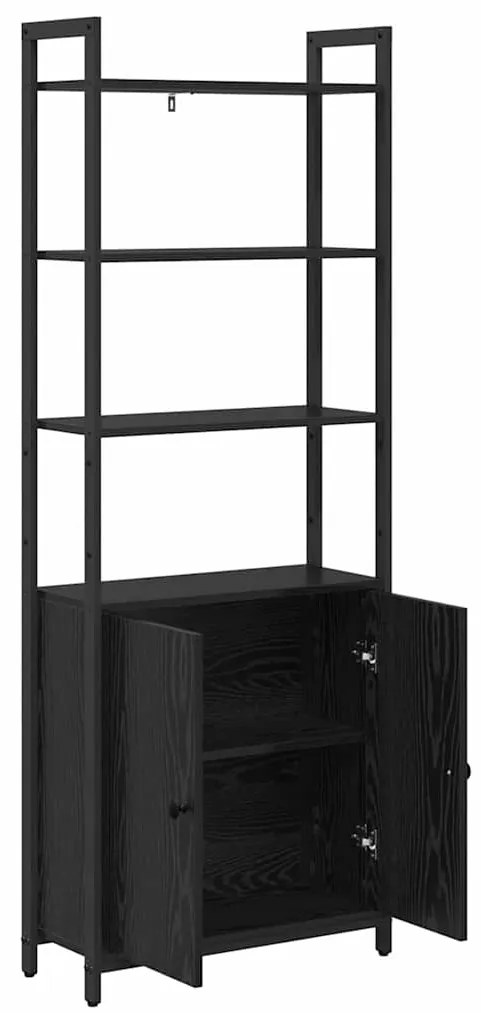 vidaXL Βιβλιοθήκη Μαύρη Οξυά 60 x 24 x 161 εκ Επεξεργασμένο ξύλο