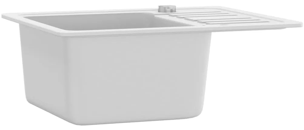 vidaXL Νεροχύτης με Μονή Γούρνα Λευκός Γρανιτένιος