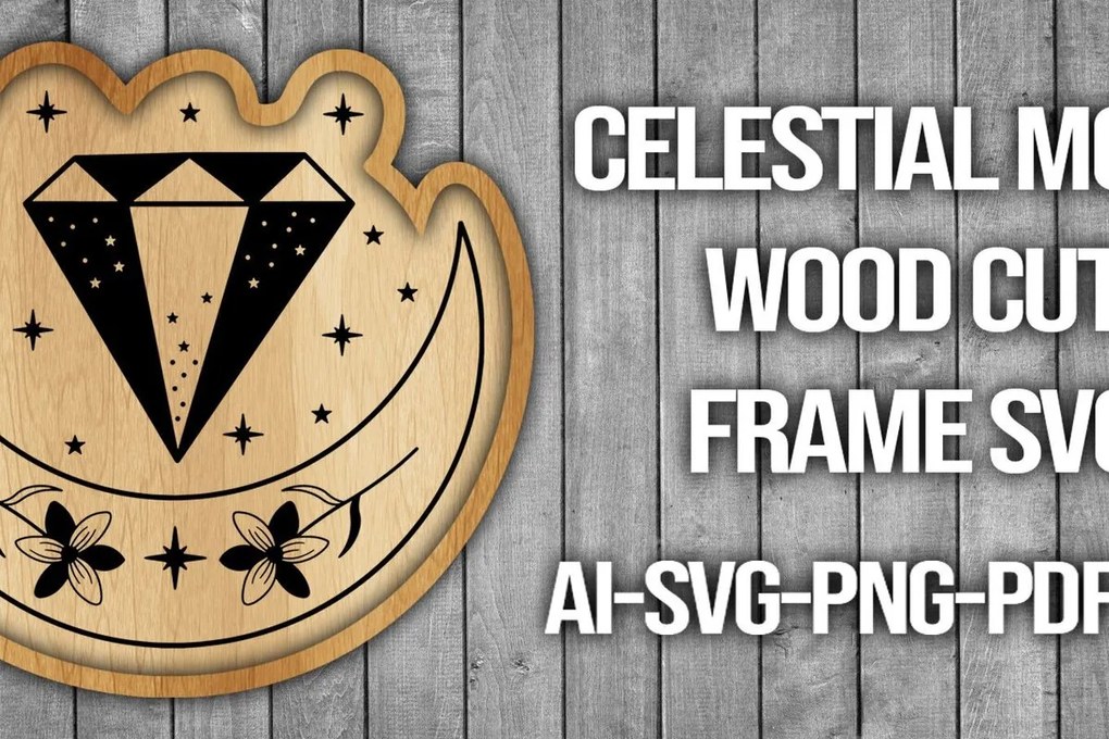 Σετ των 2 Intra απο ξύλο plywood 3mm-4mm πάχος Πλαίσιο κοπής ξύλου Celestial Moon Δίασταση 20x30 cm INTRAFABR-46087958