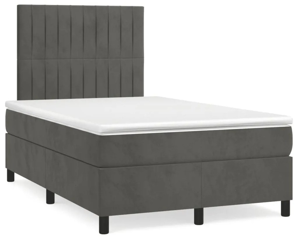 ΚΡΕΒΑΤΙ BOXSPRING ΜΕ ΣΤΡΩΜΑ &amp; LED ΣΚ.ΓΚΡΙ 120X190ΕΚ. ΒΕΛΟΥΔΙΝΟ 3270324