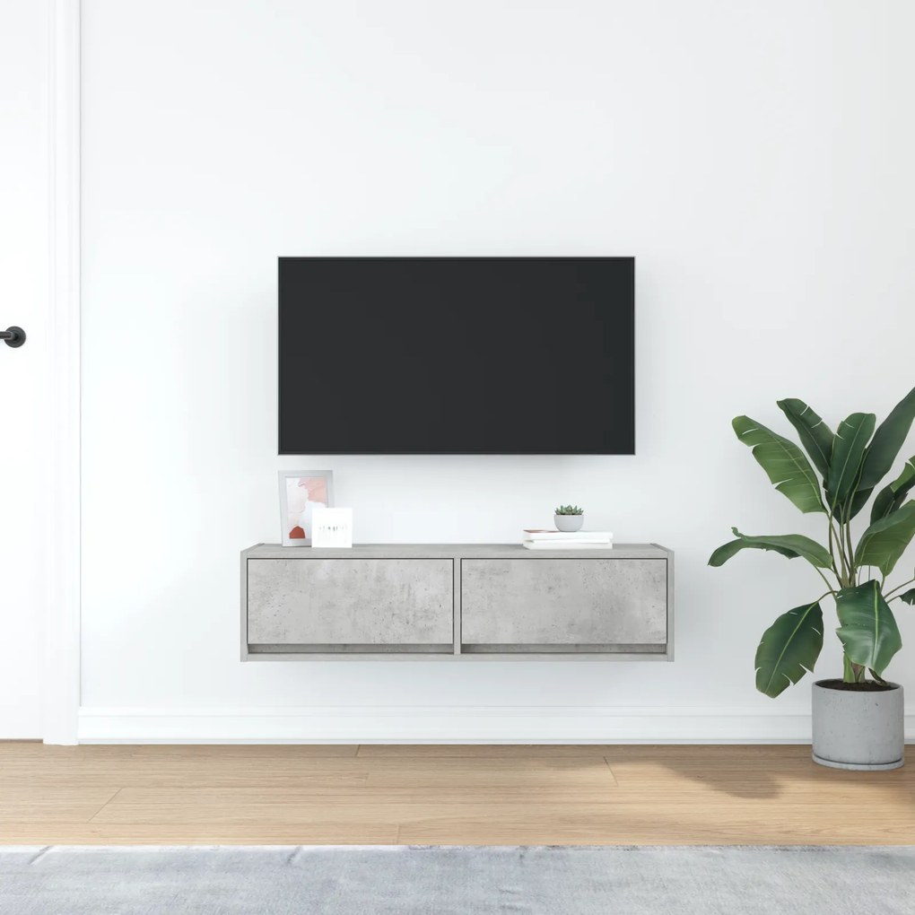 vidaXL Κομμάτι Τηλεόρασης Γκρι Σκυρόδεμα 100x31x25,5 εκ Επεξεργασμένο Ξύλο