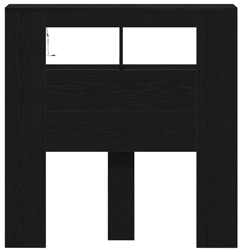 vidaXL LED κεφαλάρι με ράφι Μαύρη δρυς 100 x 18.5 x 103.5 εκ.