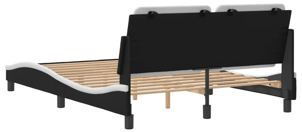 vidaXL Σκελετός Κρεβατιού Χωρίς Στρώμα Zadar Μαύρο/Λευκό 140x190εκ.Συνθ. Δέρμα