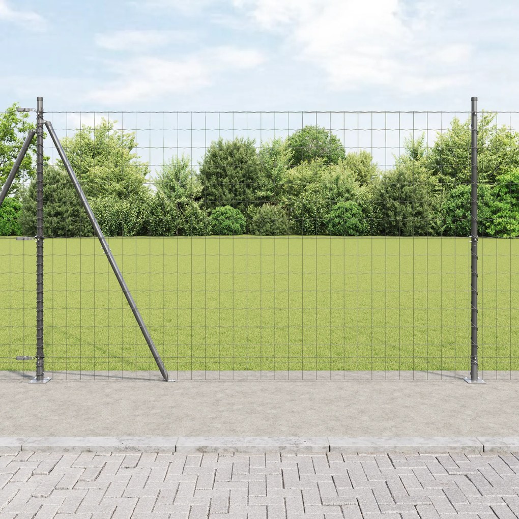 vidaXL Euro Fence με 7 φλαντζωτούς πάσσους 1.6x10 μ γαλβανισμένος χάλυβας