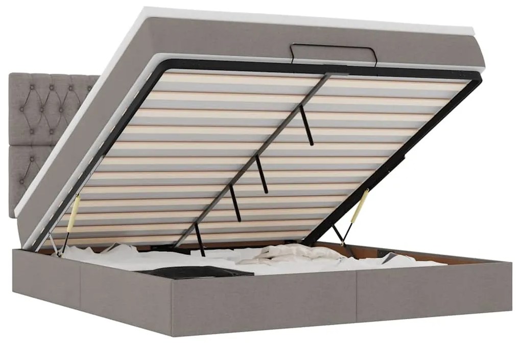 vidaXL Οθωμανικό κρεβάτι με στρώμα Taupe 180x200cm ύφασμα