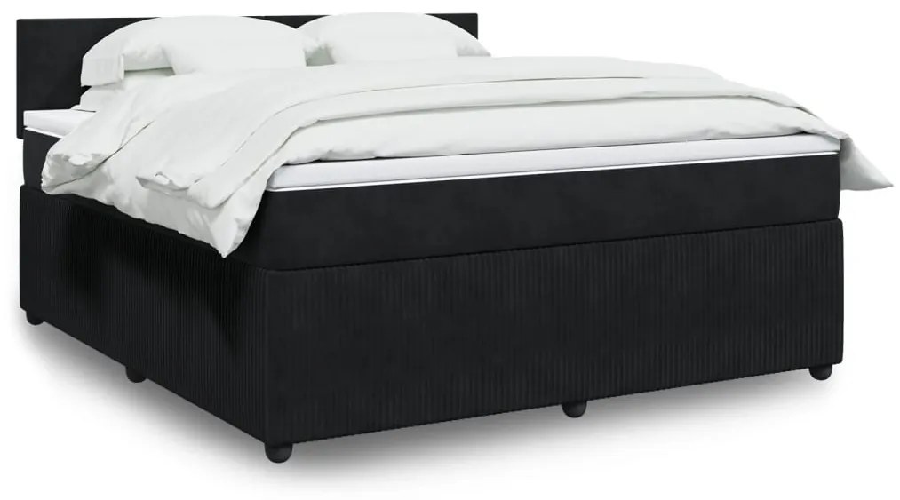 vidaXL Κρεβάτι Boxspring με Στρώμα Μαύρο 180x200 εκ. Βελούδινο