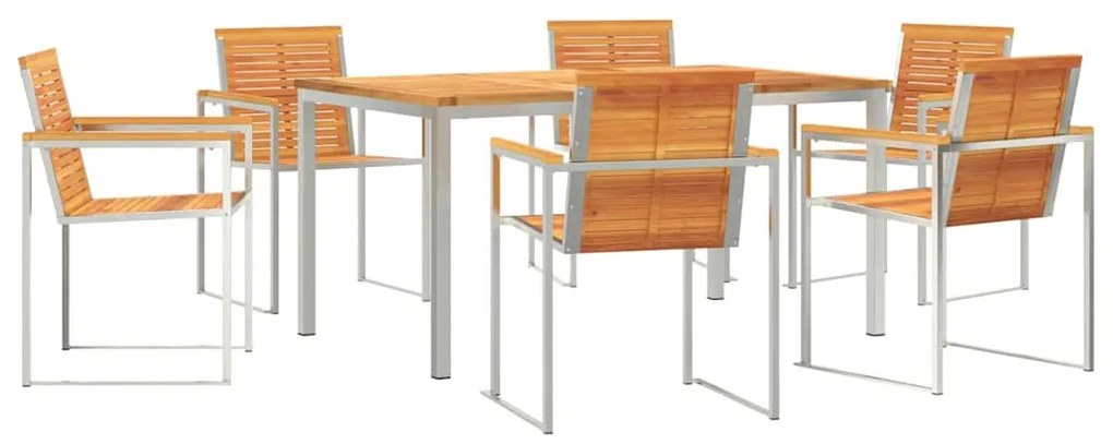 vidaXL Σέτ φαγητού για κήπο 7 pcs Σταθερό Ξύλο Ακακίας