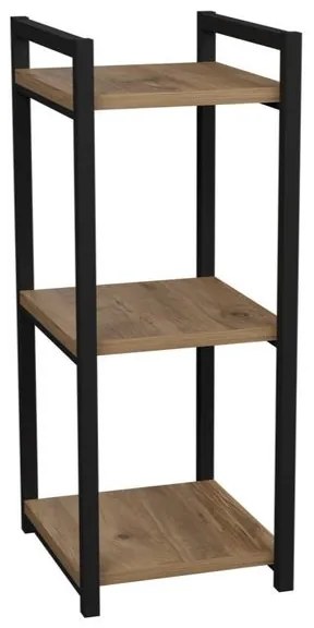 Pakoworld Ραφιέρα Επιδαπέδια Harvey 33x28x70εκ Μαύρο Μέταλλο - Μελαμίνη Σε Φυσική Απόχρωση Ξύλου 321-000101