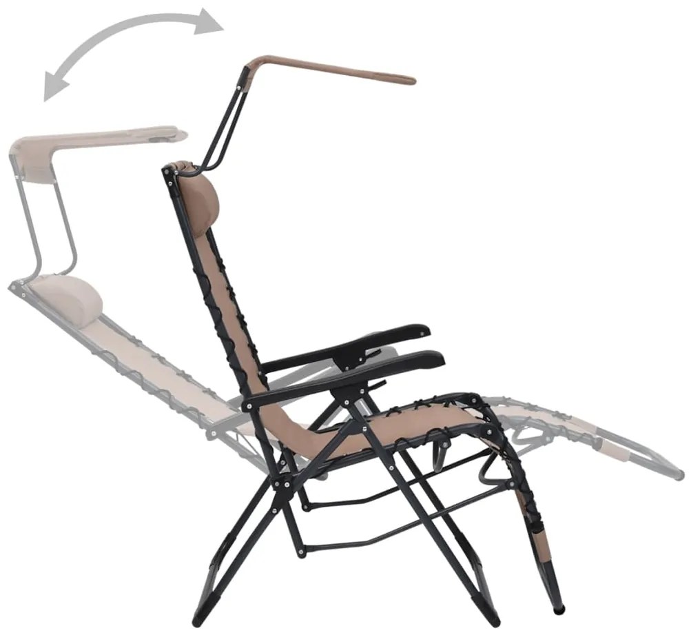 vidaXL Σεζλόνγκ Πτυσσόμενη Taupe από Textilene