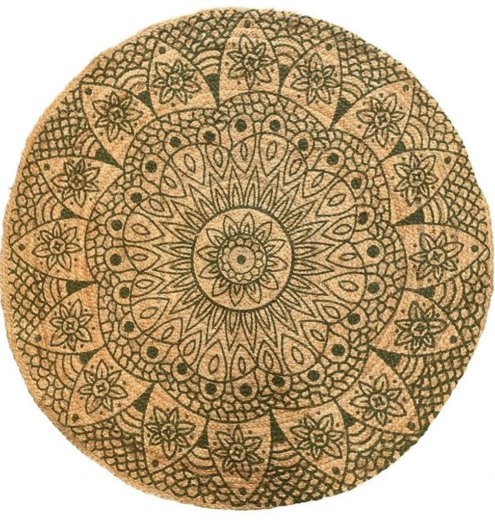 Χαλί Γιούτας Με Σχέδιο 00.02.23531 Natural-Olive Round 120X120cm Round