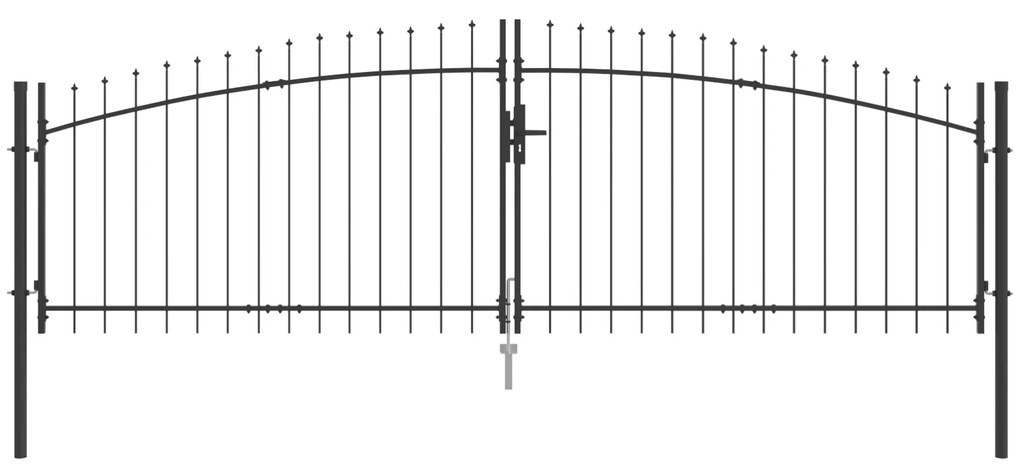 vidaXL Πύλη Κήπου με κλειδαριά Γκρι 100 x 400 cm Ατσάλι