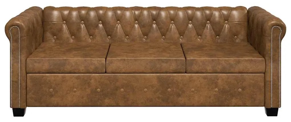 vidaXL Διθέσιος και Τριθέσιος Καναπές Chesterfield Σετ Καφέ