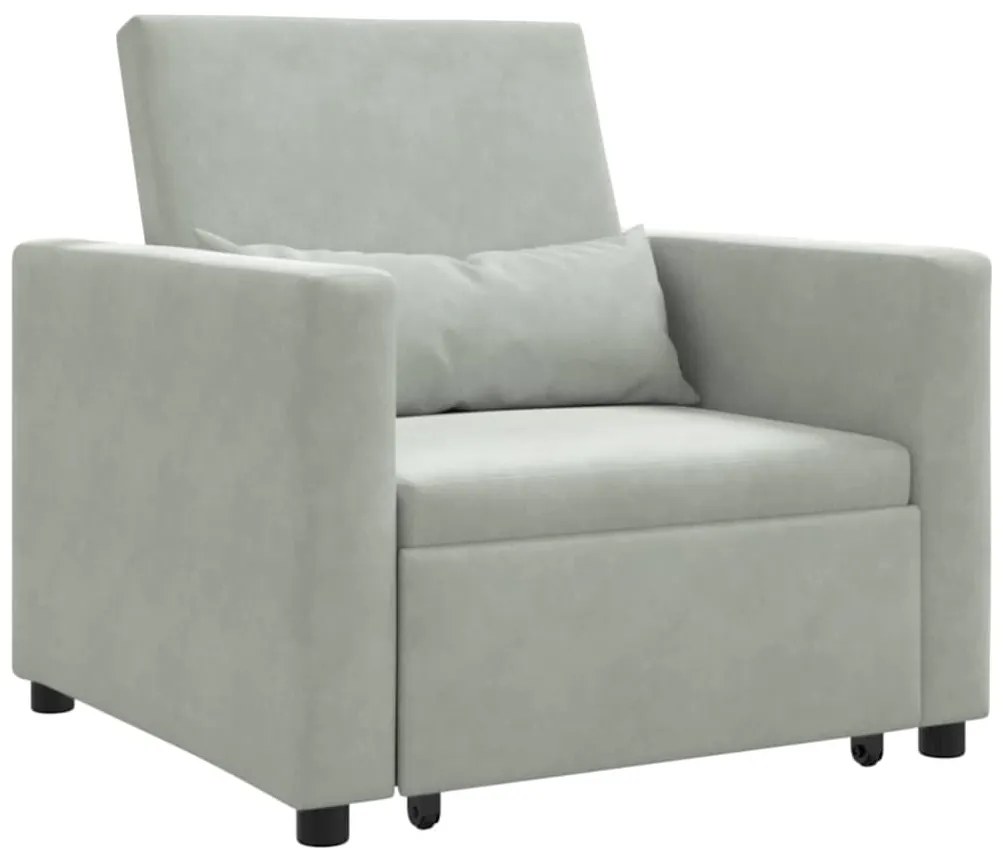 vidaXL Μονός καναπές-κρεβάτι Ανοιχτό γκρι 90 x 165 x 87 εκ. Βελούδο