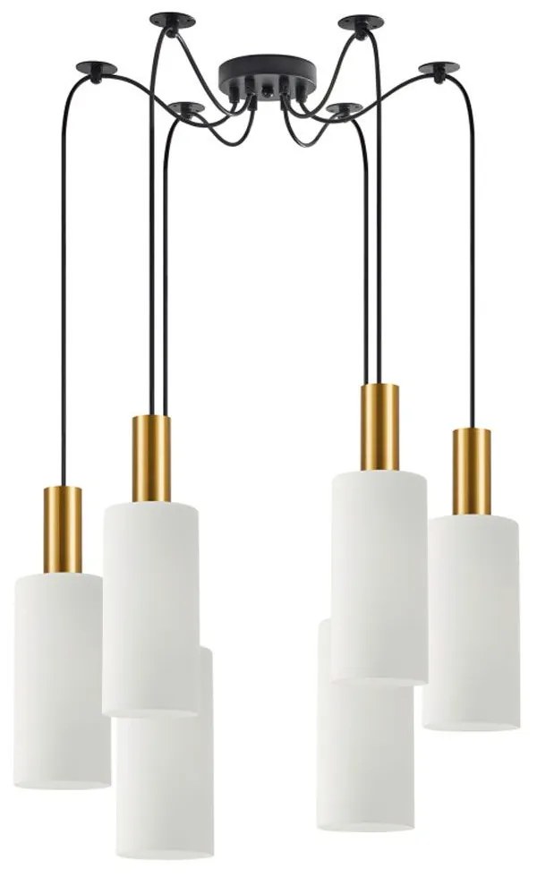 Φωτιστικό Οροφής Κρεμαστό Adept Tube 77-8653 12x300cm 6xE27 60W Gold-White Homelighting Μέταλλο,Γυαλί