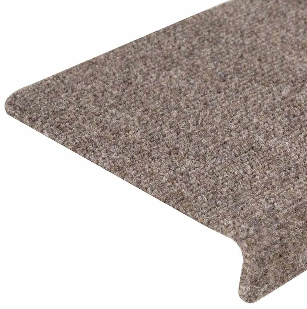 vidaXL Πατάκια Σκάλας 15 τεμ. Κρεμ 65x21x4 εκ. Βελονιασμένο Ύφασμα