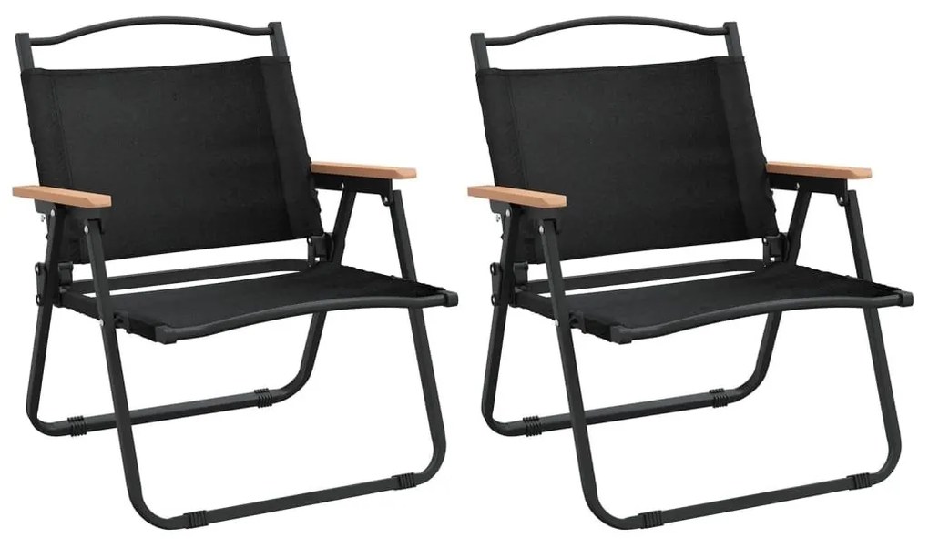 Καρέκλες Κάμπινγκ 2 τεμ. Μαύρες 54 x 43 x 59 εκ. Ύφασμα Oxford - Μαύρο