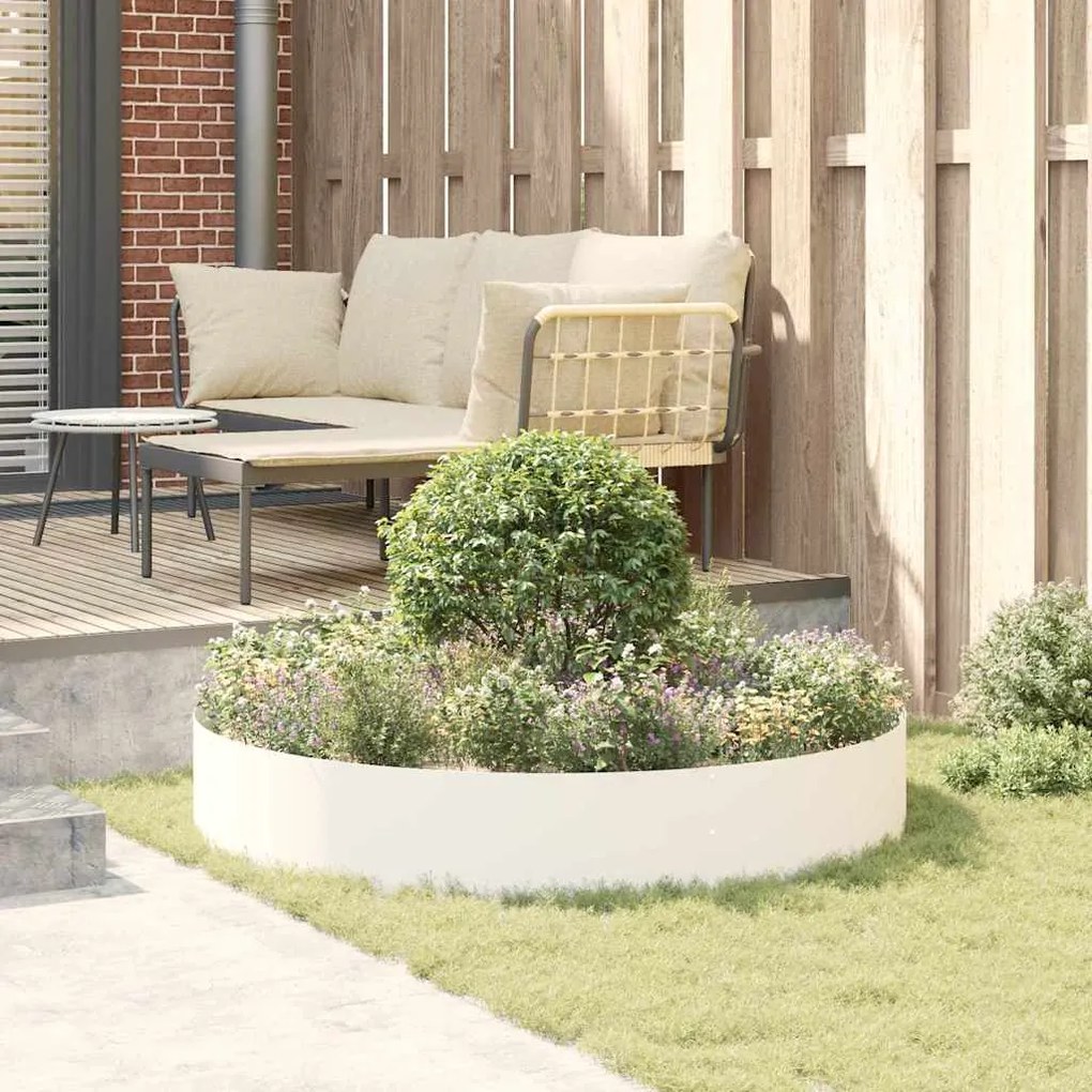 vidaXL Γλάστρα Κήπου Λευκό 120 x 120 x 20 εκ. Ψυχρής έλασης χάλυβας