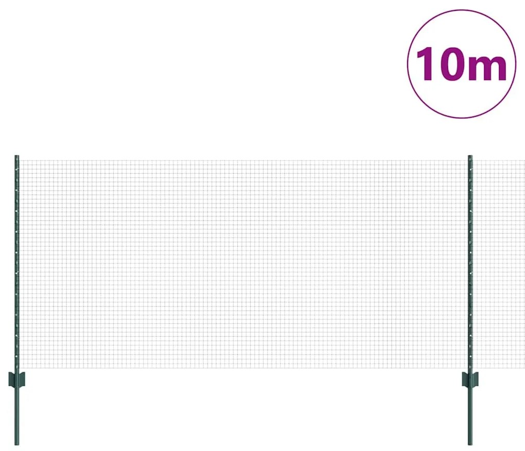 vidaXL Τείχος και Πόστ Πράσινο 1 x 10 m Ατσάλι