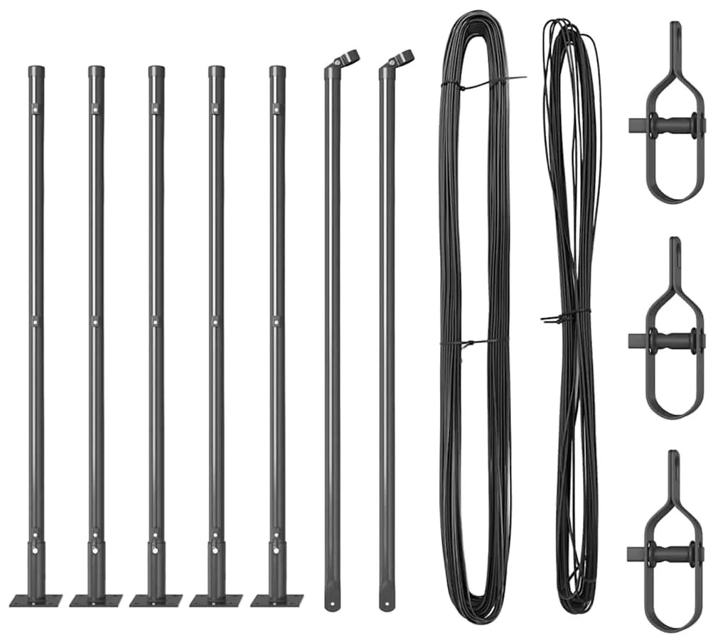 vidaXL Στύλος Περιφράξεων 7 pcs Γκρι Ατσάλι