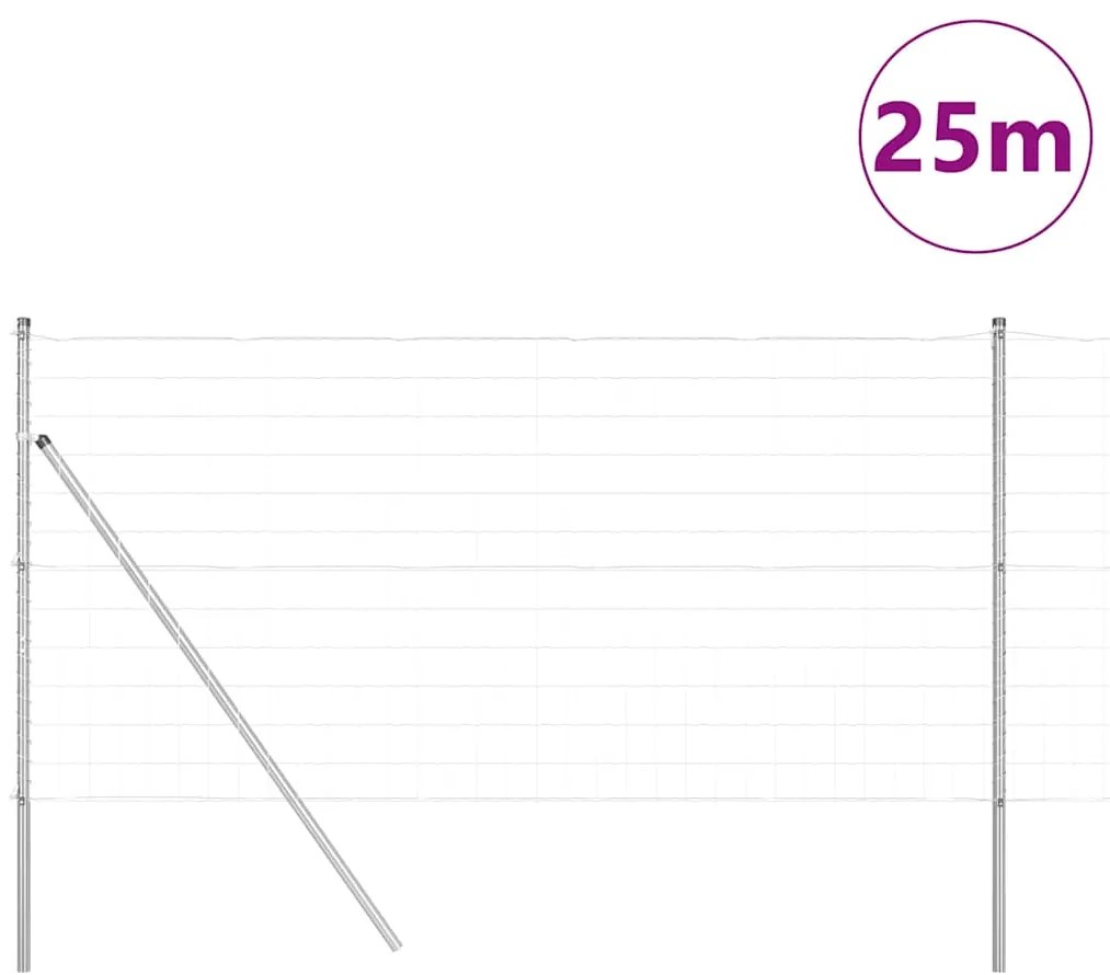 vidaXL Τεντώτο με στήριγμα Ασημί 1,2 x 25 m Χάλυβας και PVC