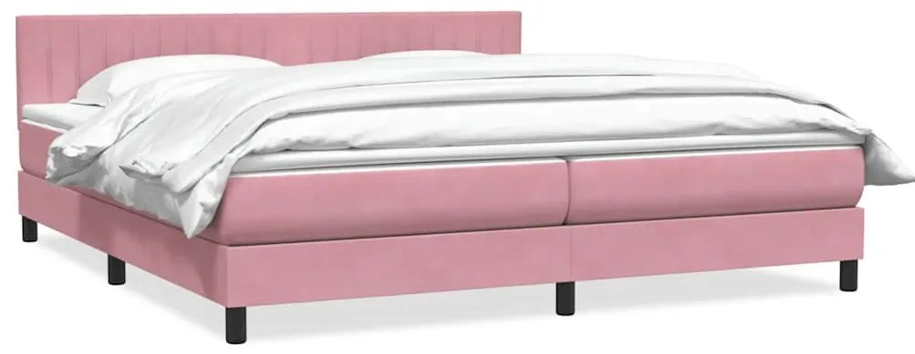 vidaXL Box Spring κρεβάτι με στρώμα ροζ 180x220 cm Βελούδινο