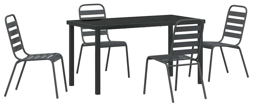 vidaXL Σέτ φαγητού για κήπο 5 pcs Σκούρο γκρι Ατσάλι